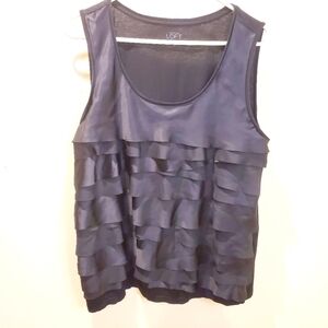 Loft Women's black Ruffled tank top size XL